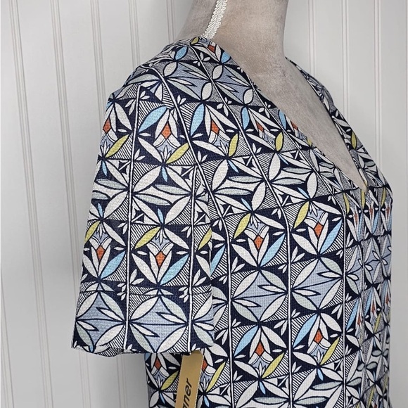 Tory Burch‎ Women Silk Geometric Pattern V-neck Dress Size Large - Picture 5 of 13